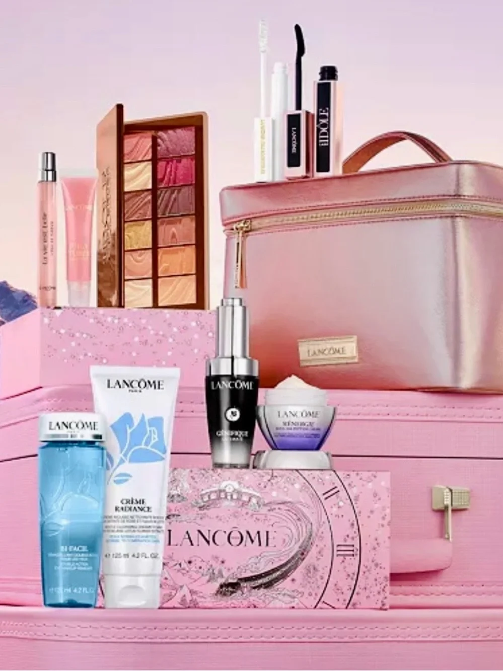 Brand new unopened Lancôme Cosmetic Set with Palette, serums & cosmetic bag